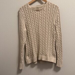 LLBean Size L 100% Cotton Heavy Cable Knit Sweater.